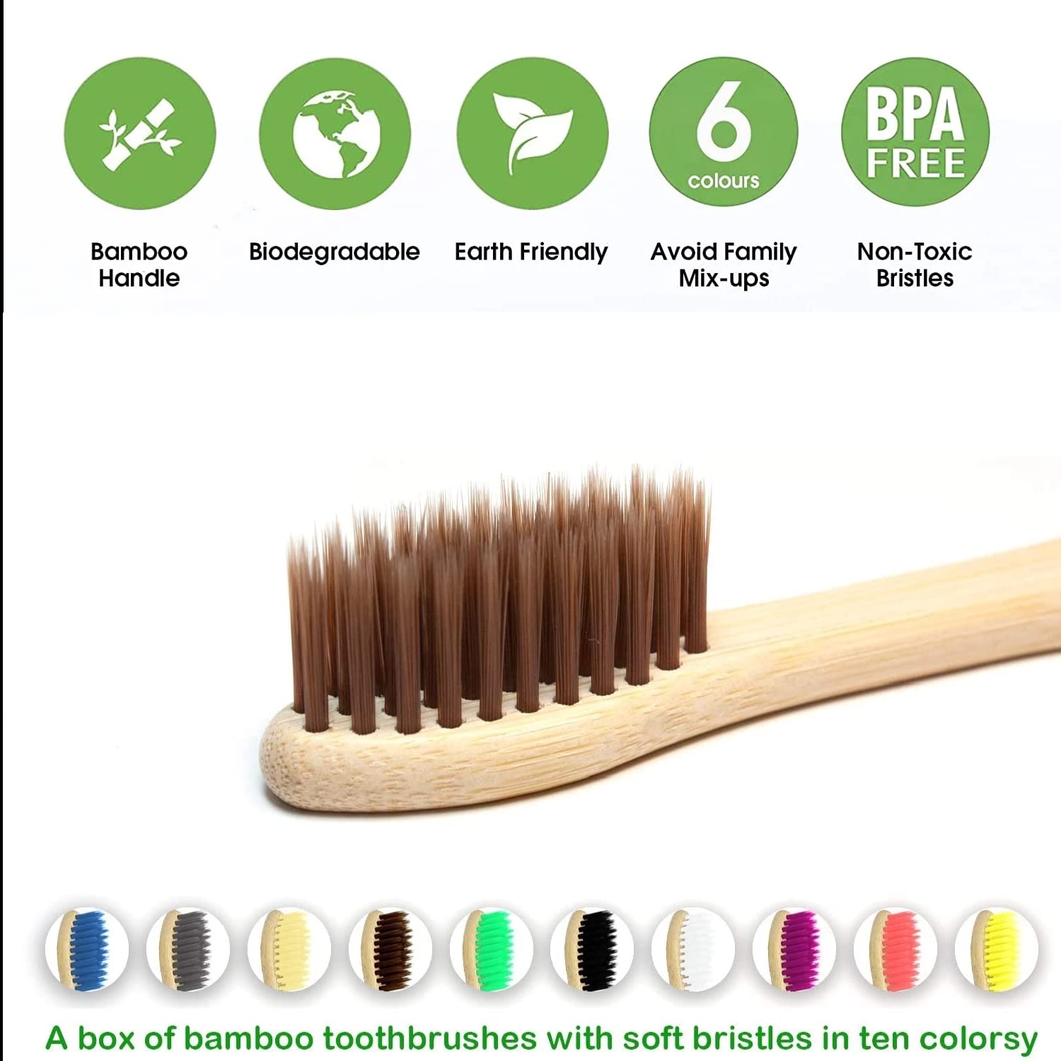 แปรงสีฟันไม้ไผ่ธรรมชาติ 10 แพ็ - Bamboo Toothbrush Set บทวิจารณ์และราคา