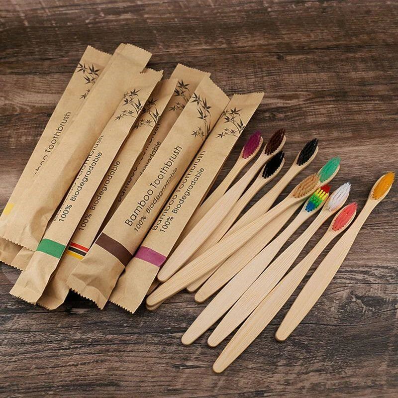 แปรงสีฟันไม้ไผ่แบบสุ่มสี 5/10  - Bamboo Toothbrush Set บทวิจารณ์และราคา