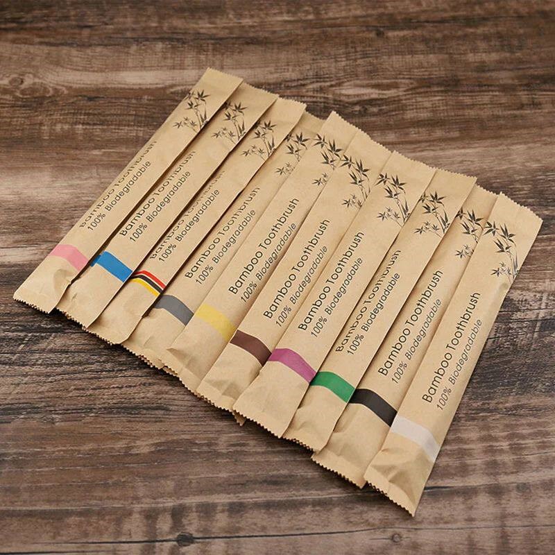 แปรงสีฟันไม้ไผ่แบบสุ่มสี 5/10  - Bamboo Toothbrush Set บทวิจารณ์และราคา
