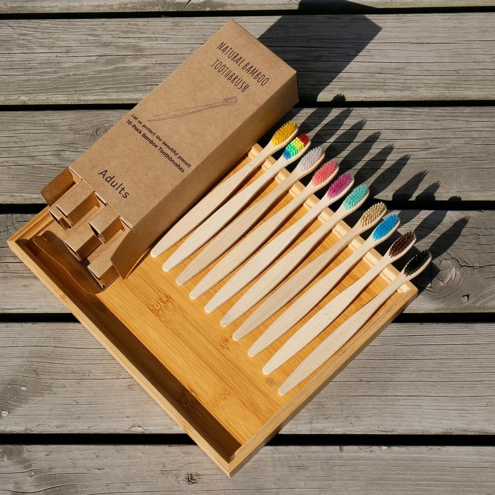 10 ชิ้นที่มีสีสันแปรงสีฟันไม้ไ - Bamboo Toothbrush Set บทวิจารณ์และราคา