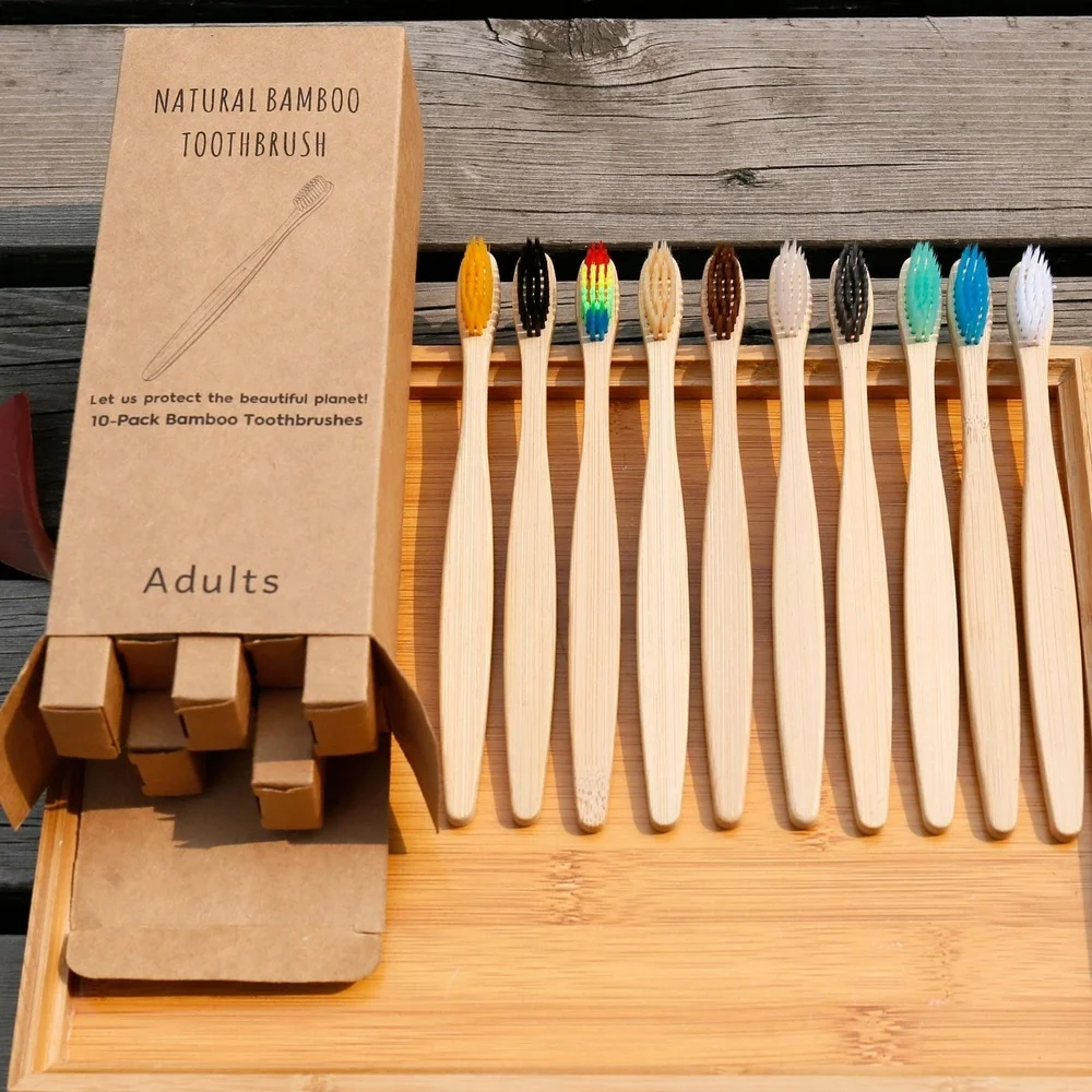 10 ชิ้นที่มีสีสันแปรงสีฟันไม้ไ - Bamboo Toothbrush Set บทวิจารณ์และราคา