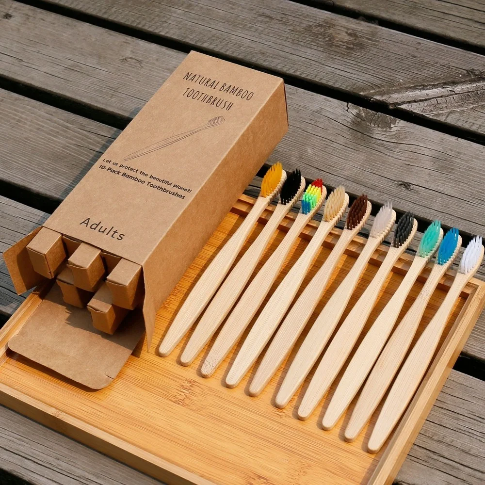 10 ชิ้นที่มีสีสันแปรงสีฟันไม้ไ - Bamboo Toothbrush Set บทวิจารณ์และราคา