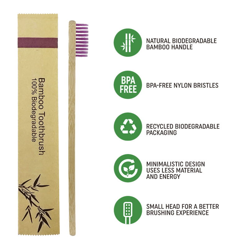 50/100Pcs ปรับแต่งโลโก้แปรงสีฟ - Bamboo Toothbrush Set บทวิจารณ์และราคา