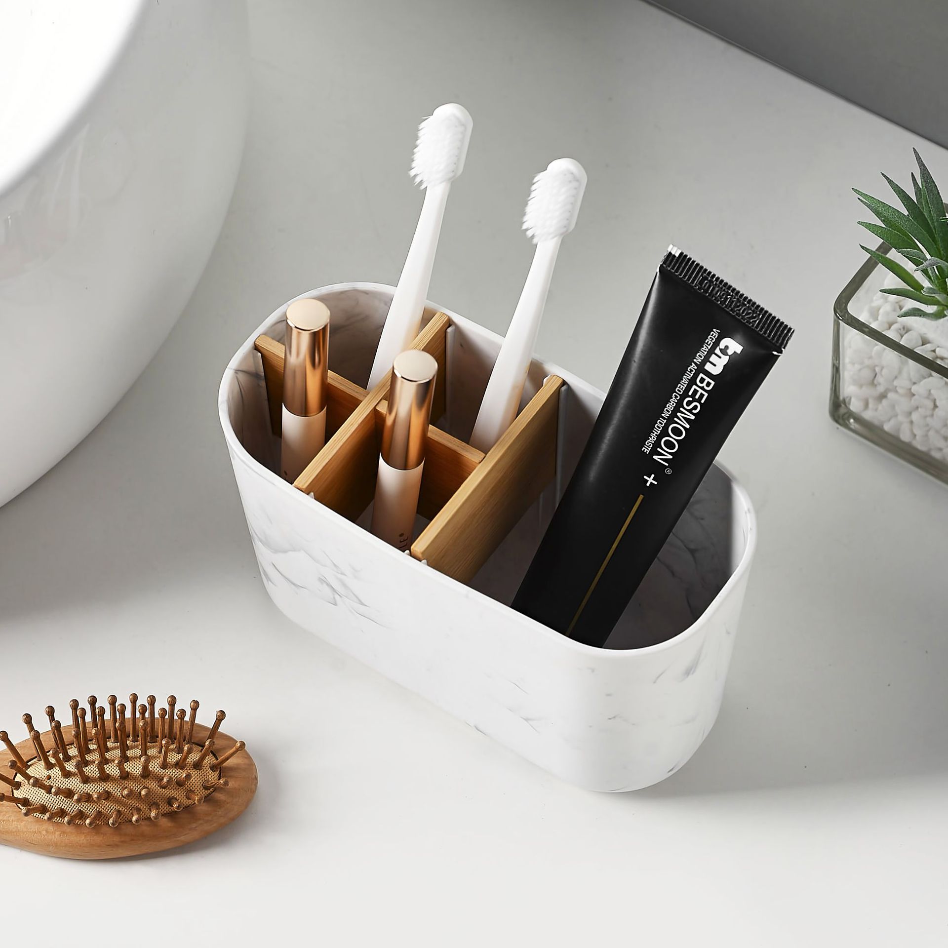 ที่วางแปรงสีฟันไม้ไผ่สำหรับแปร - Bamboo Toothbrush Set บทวิจารณ์และราคา