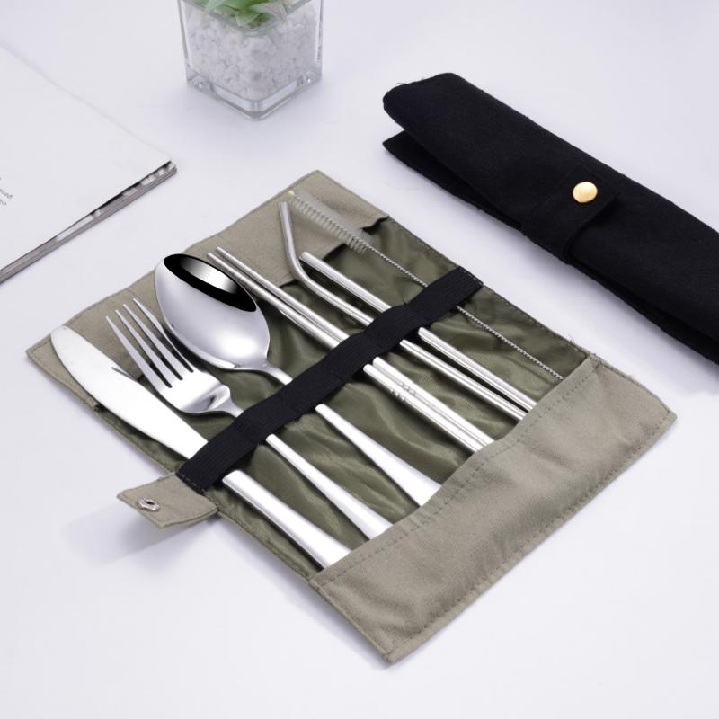8 ชิ้น/เซ็ต ชุดอุปกรณ์รับประทา - Stainless Steel Straw บทวิจารณ์และราคา